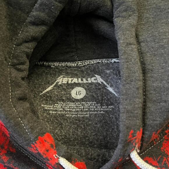 Metallica Size Large Hoodie Grey and Red - Picture 2 of 3